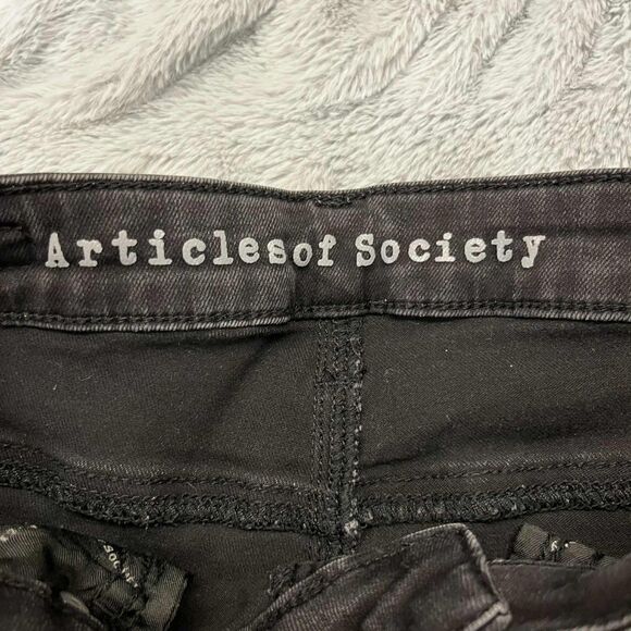 Articles of Society Jeans Women 24 Skinny Classic Black Stretch Denim Grunge Emo - Picture 4 of 12